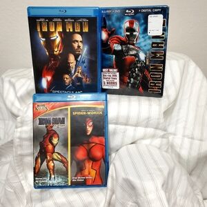 Blu-ray:Iron Man. Iron Man II. Iron Man Extremis Spider-Man Agent of S.W.ORD